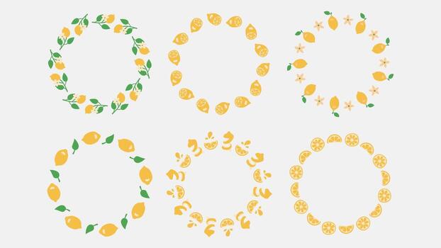 Lemon Circle Frame Set vector