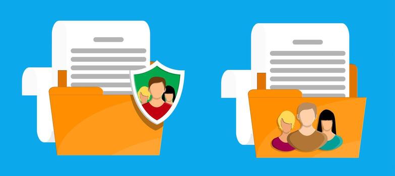 protegido y desprotegido personal datos vector