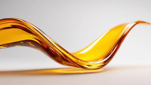 Golden Liquid Wave Abstract Dynamic Flowing Oil or Syrup Isolated on a White Background photo