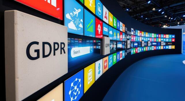 GDPR Compliance Technology Display A Dynamic Wall of Apps and Data Security Solutions photo