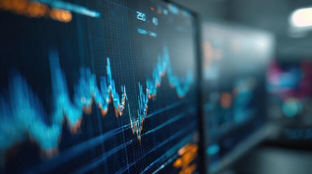 Financial Market Data Analysis on Computer Screens Showing Stock Charts and Business Graphs photo