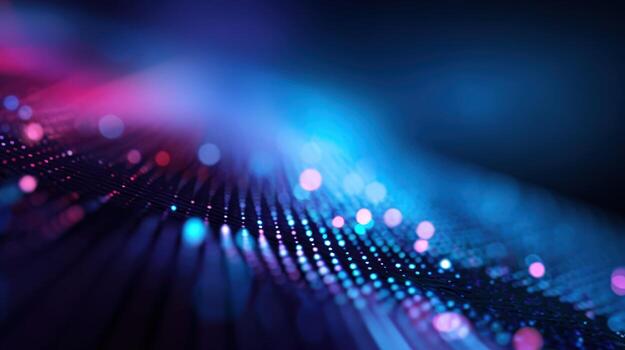 resumen tecnología antecedentes con brillante partículas en azul y rosa, alta resolución visualización foto