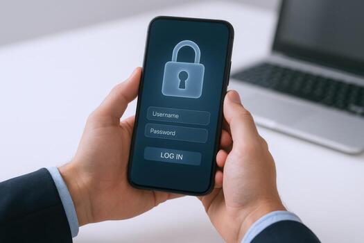 teléfono inteligente seguridad hombre participación teléfono con iniciar sesión pantalla y candado símbolo, contraseña proteccion, y datos cifrado foto