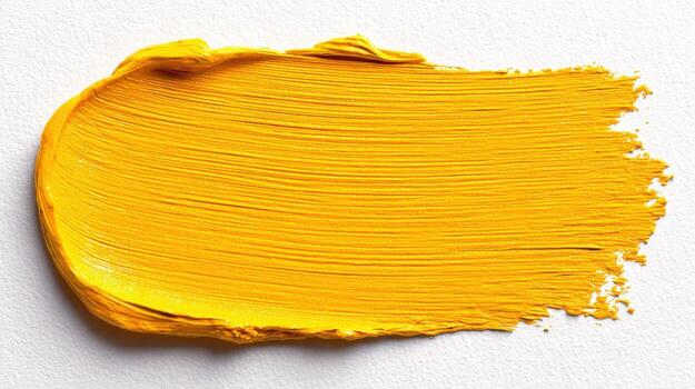 Bright Yellow Paint Swatch on White Paper, Macro Texture Background for Artistic Design and Creative Projects photo