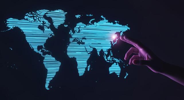 Global Connections A Stylized World Map with Human Touch for International Business Concepts photo