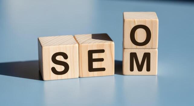 seo y om de madera cubitos acuerdo, representando buscar motor mejoramiento y en línea márketing estrategias foto