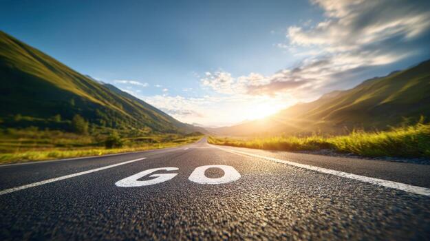 Scenic Highway Leading to a Bright Future, Symbolizing Opportunity, Motivation, and New Beginnings photo