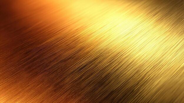 Golden Metallic Surface with Brushed Texture, Abstract Background with Light Reflection, Rich Warm Colors photo