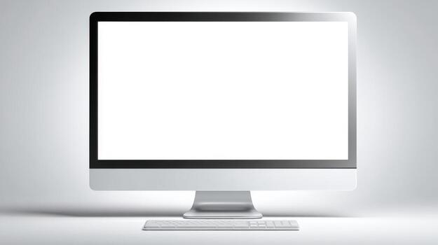 Sleek Desktop Computer Display with Blank White Screen for Customizable Mockups and Technology Integration photo