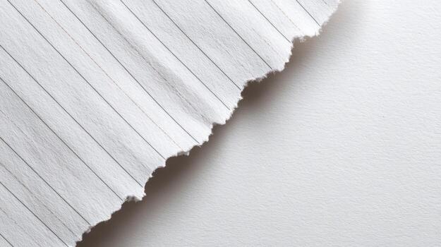 Torn Lined Paper Edge on Textured White Background, Minimalist Design for Mockups and Text Overlays photo
