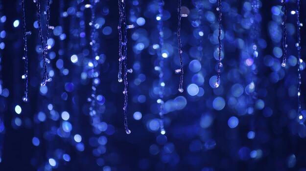 Abstract Blue Lights Background, Festive Backdrop with Bokeh Effect, Night Illumination, Party Decoration, Celebration Design photo