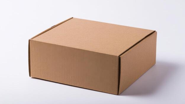 Corrugated Cardboard Box Isolated on White Background for Shipping and Packaging Needs, Ready for Branding photo