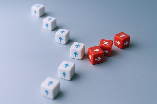 Strategic Disruption White and Red Cube Arrangement Illustrating Innovation and Change Management Concepts photo