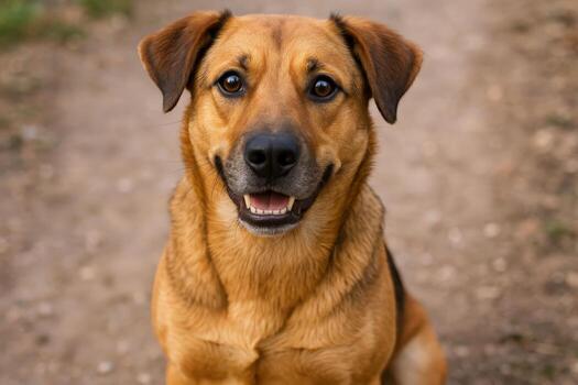 Portrait of a Happy Brown Dog Looking at the Camera with a Warm, Playful Expression photo
