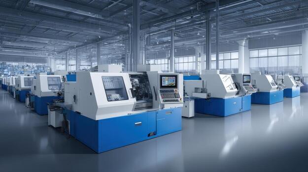 Automated CNC Machines in a Modern Factory Precision Manufacturing and Industrial Technology photo