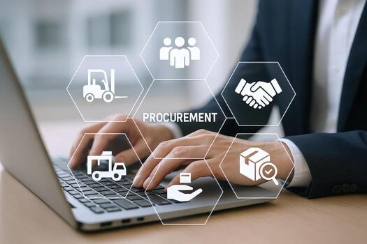Procurement Strategy Optimization A Digital Business Professional Streamlining Sourcing, Supply Chain Management, and Purchasing Workflow photo