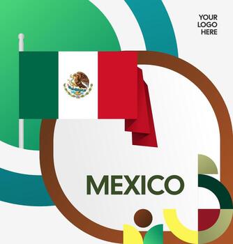 Mexico National Day. A visually stunning background for a cover photo or web banner, using a complex geometric pattern to reflect the deep history and bright future of Mexico. vector