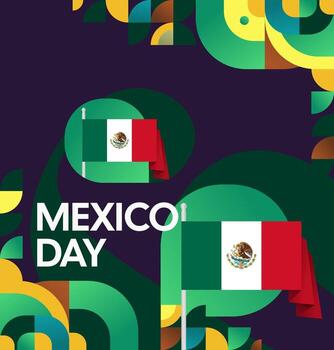 Mexico Independence Day. A captivating banner that uses intricate geometric patterns to create a beautiful and modern visual tribute to the nation. vector