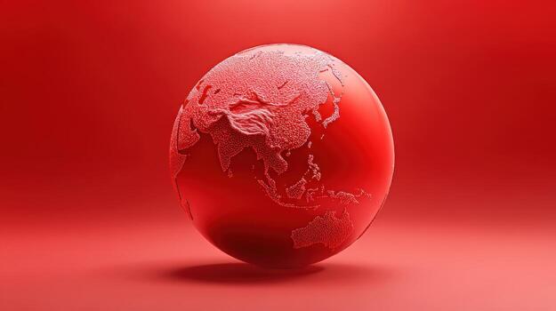 Red Globe of Asia Global Business, International Relations, and Geopolitical Concepts Depicted in a Striking Visual photo
