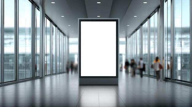 Blank Advertisement Billboard Mockup in Modern Hallway, Ideal for Marketing Campaigns and Design Projects photo