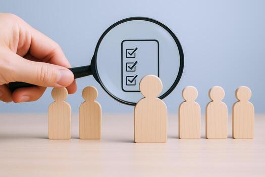 Human Resources Recruitment Process Magnifying Glass Inspecting Candidates for the Right Skills and Qualifications photo