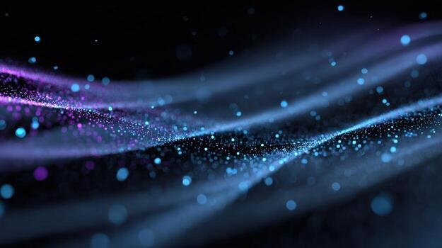 Abstract Particle Wave Background with Flowing Light Streaks in Blue and Violet for Creative Design photo