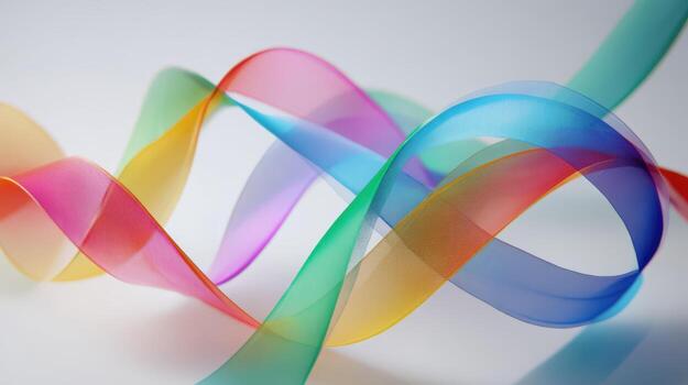 Colorful Abstract Ribbons A Dynamic Composition of Flowing Shapes and Vibrant Color on a White Background photo