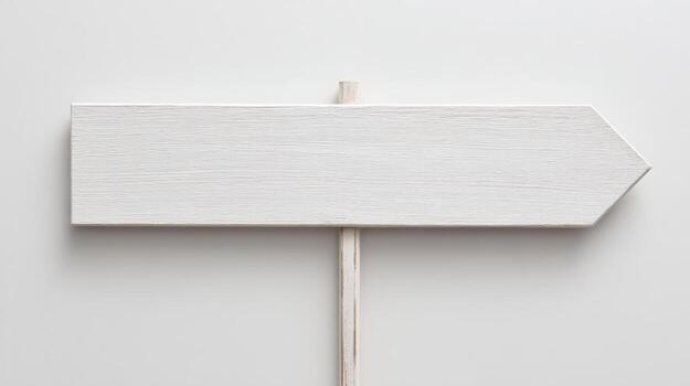 Blank White Wooden Arrow Signpost Offering Customization for Directional, Informational, or Advertising Messages photo
