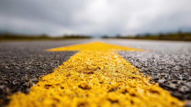Yellow Arrow on Asphalt Road Direction, Guidance, and Future Prospects in Travel and Navigation photo