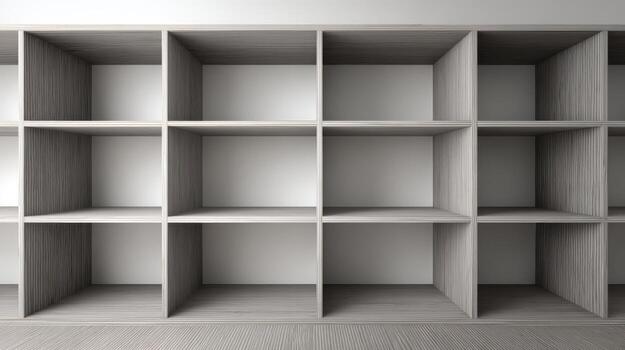 Empty Wooden Cubby Shelf Modern Storage Solution for Organization and Interior Design Concepts photo