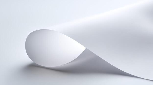 Abstract White Paper Sheet Curving Gently on Clean Backdrop, Minimalist Composition for Graphic Resources photo