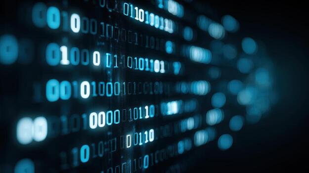 binario código corriente resumen antecedentes moderno tecnología, la seguridad cibernética, y datos Procesando concepto foto