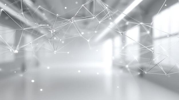 Abstract Network Plexus Connecting Data Nodes in a White Space for Technology Innovation and Communication photo