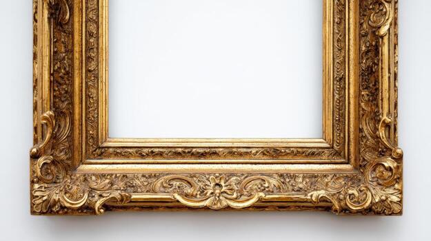 Ornate Gold Picture Frame with Empty White Space for Art or Photography Display photo
