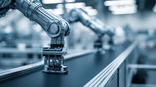 Robotic Arms Precision Work Automated Assembly Line Technology for Modern Manufacturing and Industrial Automation Processes photo