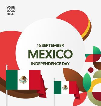 Mexico Independence Day. This visually rich design for a greeting card uses colorful geometric patterns, perfect for a personalized message of celebration. vector