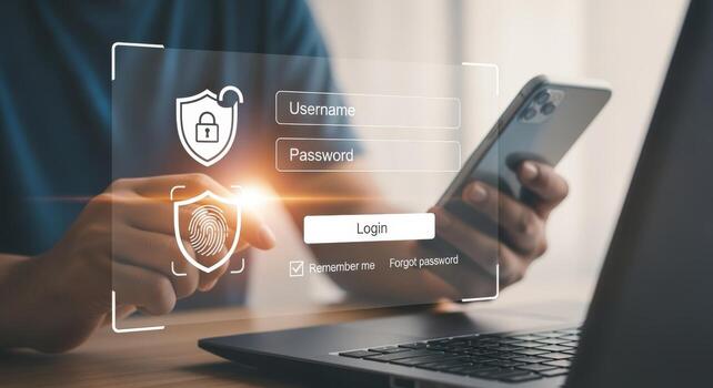 Secure Online Access Man Using Smartphone for Login Authentication with Biometric Security and Encryption photo