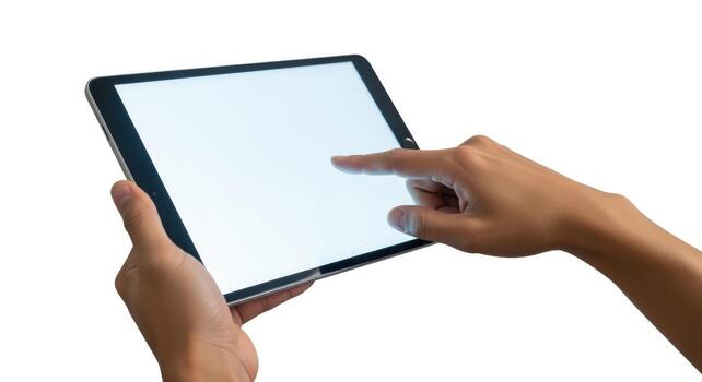 Using a Digital Tablet Device with Touchscreen Display for Modern Communication and Mobile Application Access photo