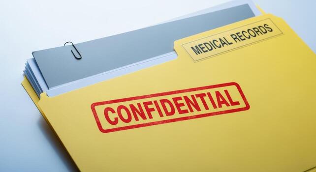 Confidential Medical Records File Patient Information Security and Privacy in Healthcare Management photo