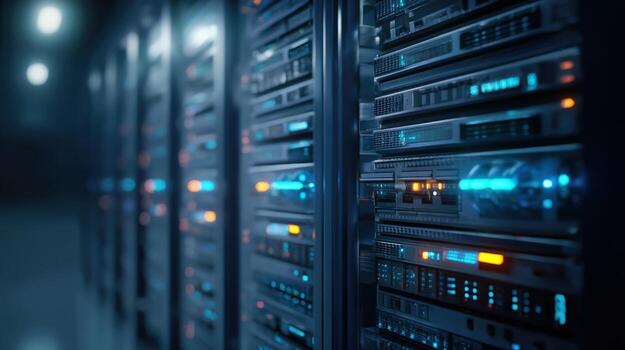 Data Center Servers Digital Infrastructure for Cloud Computing and Information Technology Management in the Network photo