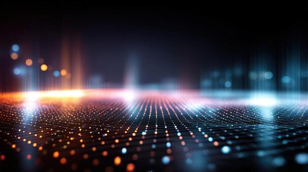 Abstract Data Visualization Glowing Dots Forming a Digital Network, Representing Connectivity and Technology photo