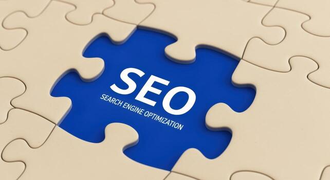 SEO Optimization Puzzle Piece Completion Strategy for Digital Marketing and Business Growth Success Concept photo