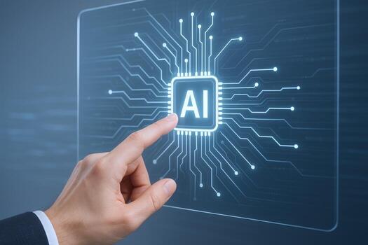 Artificial Intelligence Activation Hand Touching AI Interface with Circuitry, Futuristic Technology and Modern Design photo