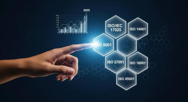 Quality Management System Standards Visualizing ISO Certifications and Growth with an Interactive Touchscreen Interface photo