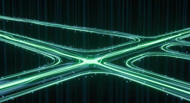 Futuristic Highway Intersection at Night A Digital Rendering of Advanced Transportation Technology Concept photo