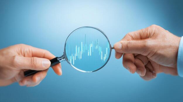 Analyzing Market Trends Magnifying Glass Focusing on Financial Data, Investment Insights, and Business Growth Strategies photo