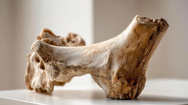 Fossilized Bone Specimen Exhibiting Textured Surface and Geological Significance, Ideal for Educational Resources and Paleontological Studies photo