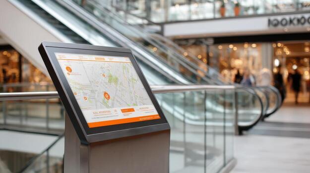 Interactive Digital Directory in Shopping Mall Modern Wayfinding and Information Display, Enhancing Customer Experience photo