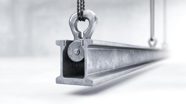 Steel I-Beam Suspended by Chains Industrial Construction Material for Structural Support and Engineering Projects photo