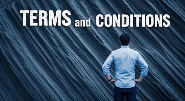 condiciones y condiciones resumen conceptual imagen hombre contempla legal acuerdos, políticas, y regulador marcos en negocio foto